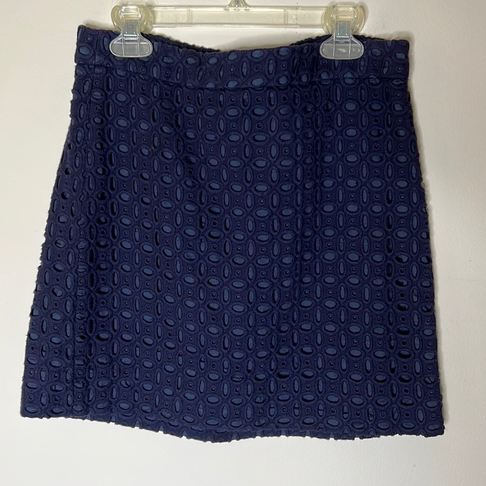 J Crew Navy Blue Eyelet Mini Skirt